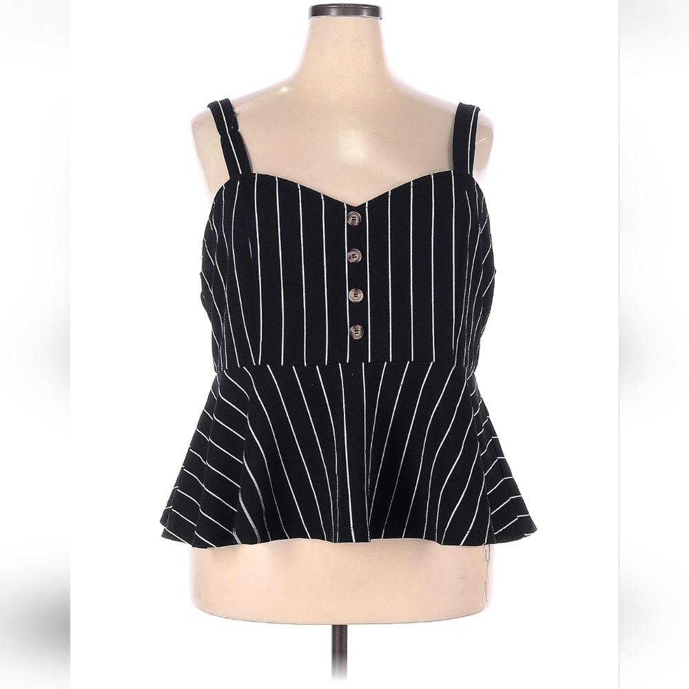 Striped Black Peplum Cami Top